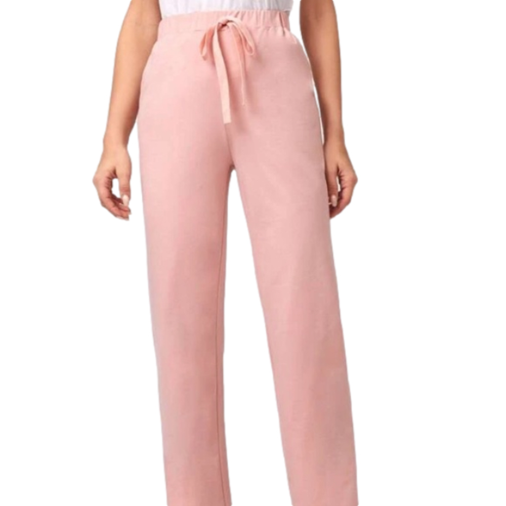 Pink Drawstring Waist Solid Pants - Picture 5 of 8